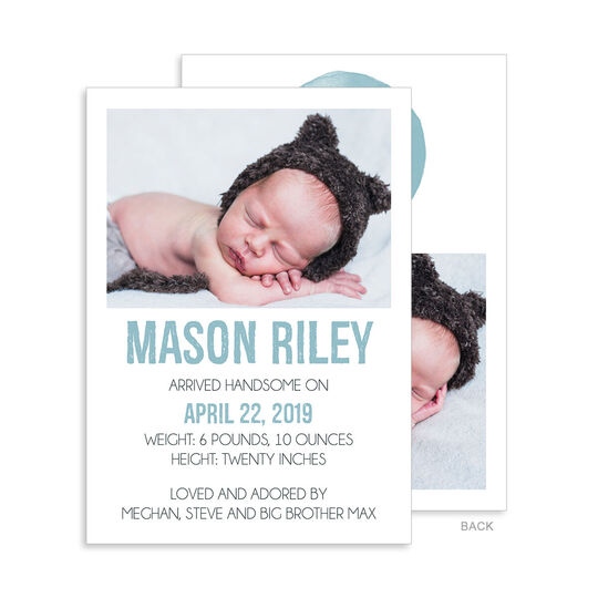 Oh Boy Photo Birth Announcements